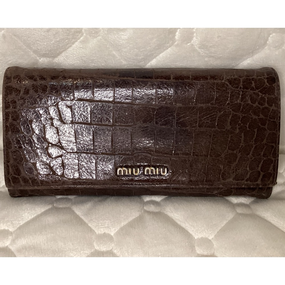 Miu Miu Authentic Wallet In Brown Alligator Embos… - image 1